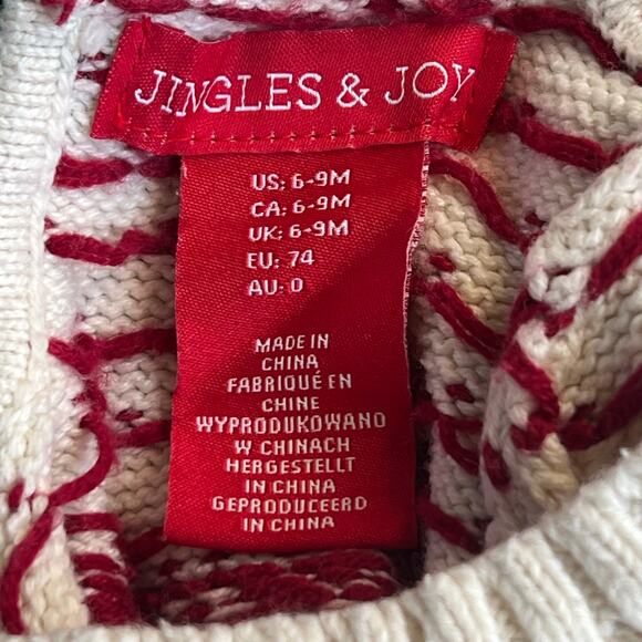 Jingles & Joy Red and White Knit Dress Infant 6 - 9 Months Christmas Holiday - Picture 7 of 8